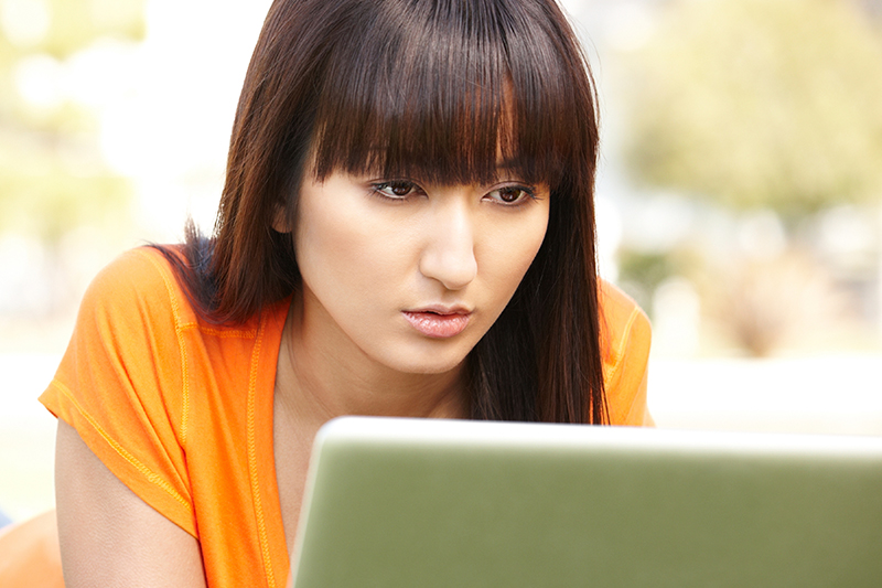 Student looking at computer