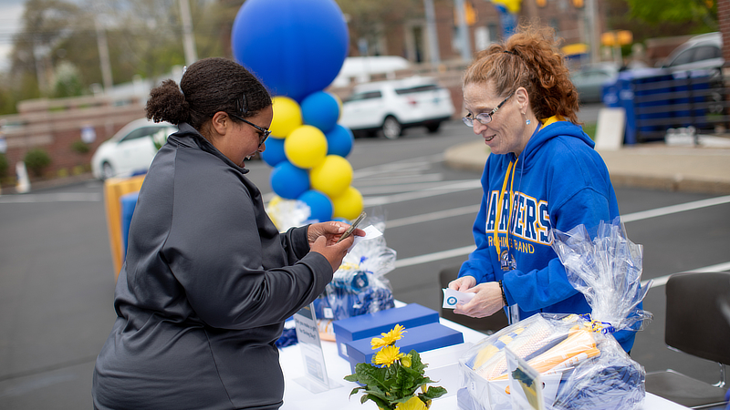 Chargers volunteering at an event