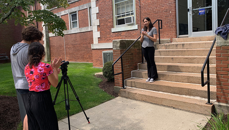 Prof. Nicki Chavoya and Ian Cabral shoot a scene starring Valeria Saldana.