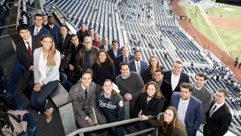 University of New Haven sport management students have the opportunity to visit a variety of venues to interact with professionals in the field. Here, they are pictured at Yankee Stadium in New York. 