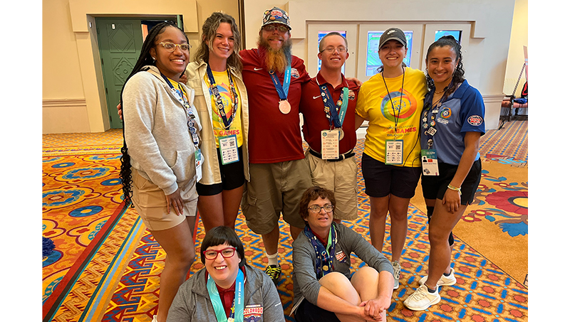 Mackenzie Evans, Abby Reynolds, Avery Alessi, and Gabriela Garcia-Perez with Team Colorado at the Special Olympics.