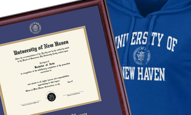 image of diploma frame and sweatshirt