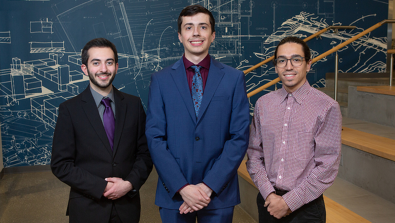 (Left to right) Benjamin Greenfield ’22, Benjamin Placzek ’22, and Steve Atilho ’22 created SmartPark.