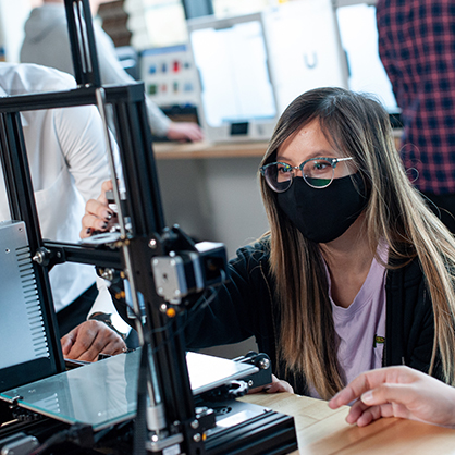 A student works in a lab.