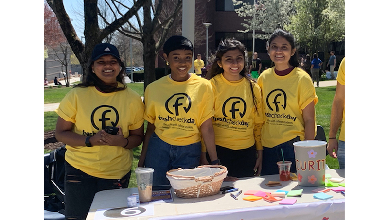 Students at one of the event’s many information and activity stations.