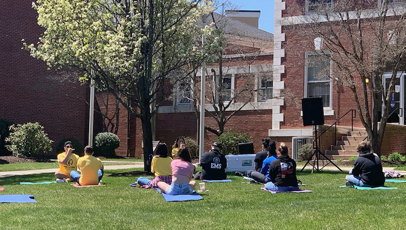 Fresh Check Day included a yoga station.