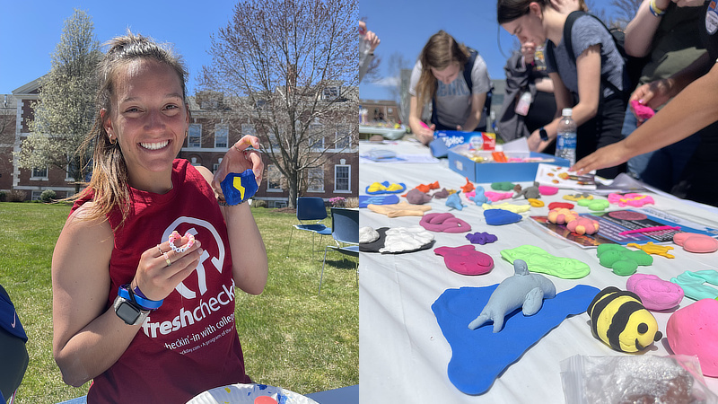 Students making crafts