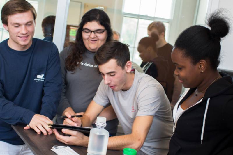 Photo of Students in Health Simulation Lab