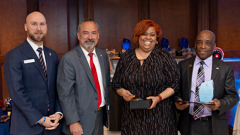 Left to right: Ryan Noonan '20, '23 M.S., Joseph Danao II ’04 M.S., Taritha Middleton, and Claude Campbell.