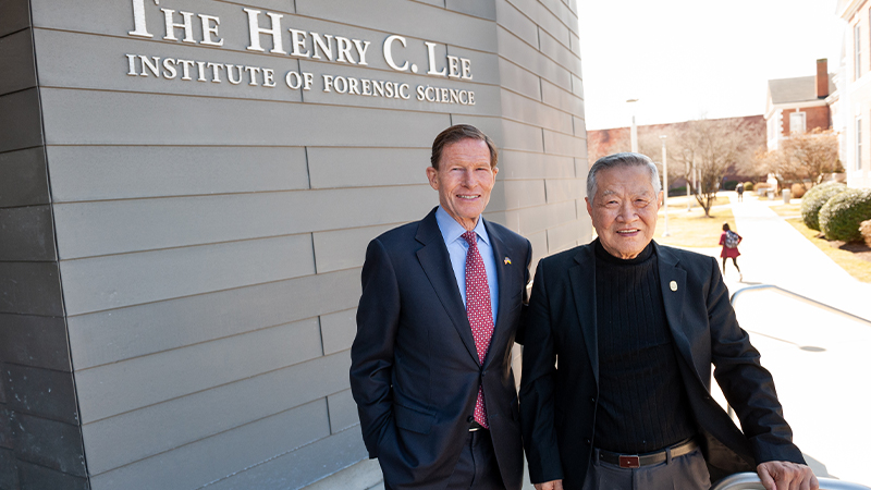 Sen. Richard Blumenthal and Dr. Henry Lee.