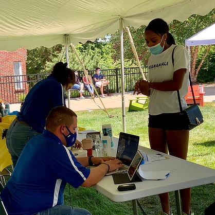 Azure Riley checks in to Bethel Hall