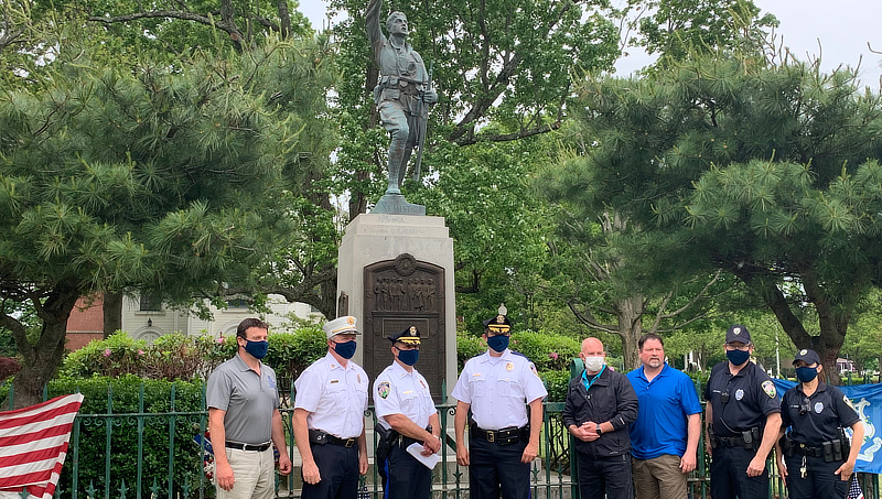 Deputy Police Chief Adam Brown on West Haven Green