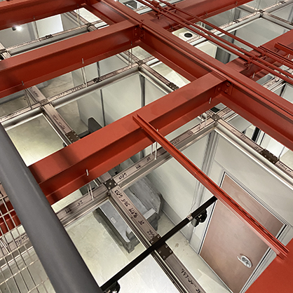 A catwalk view of the firearms training facility the students visited.