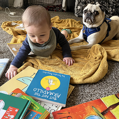 Jeff Hunt’s son Artie and dog Linus are best buddies.