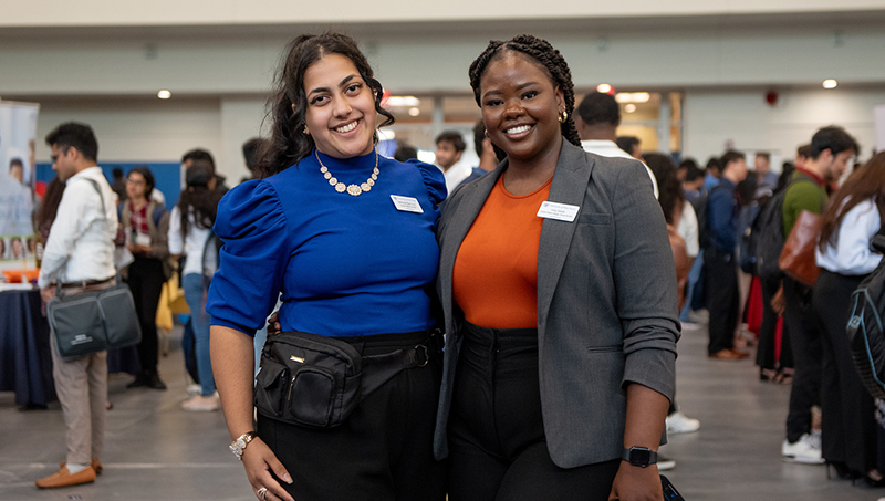 Bakhtawar (Baki) Izzat (left) and Anita Sebabi, employer relations managers at the University’s Career Development Center. 