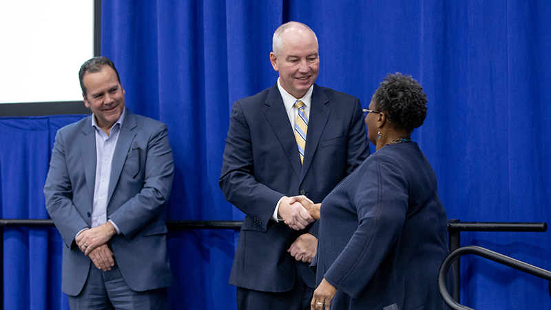 Linda Copney-Okeke, M.A., accepting the Philip H. and Susan S. Bartels Award for Advocacy, Leadership, and Service.