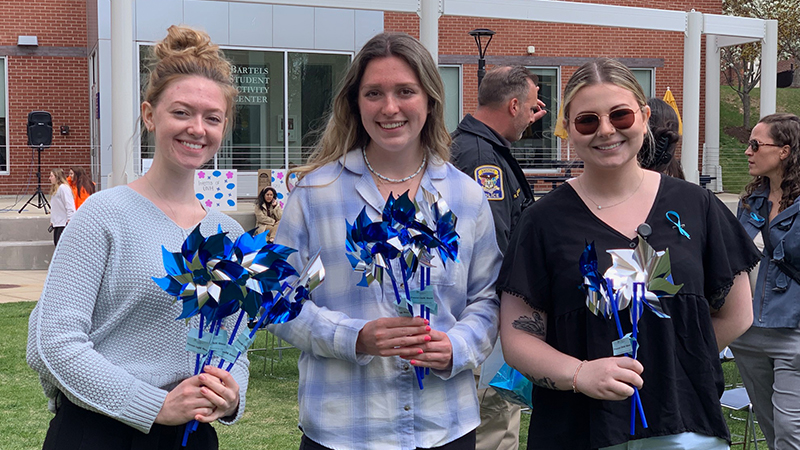 Left to right: Paige Garrett ’24, Brianna Oakley ’23, and Harley DeMatties ’22