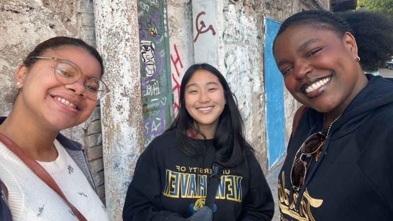 Melissa Cuello, Carlee Nassra, and Stephanie Munda in Sicily.