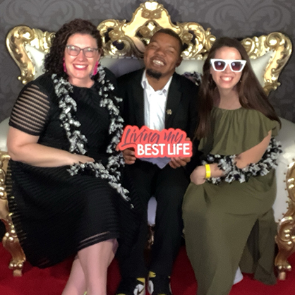 Timothy Prince with his mentors at the University of Bridgeport’s inaugural Sneaker Ball this past spring.