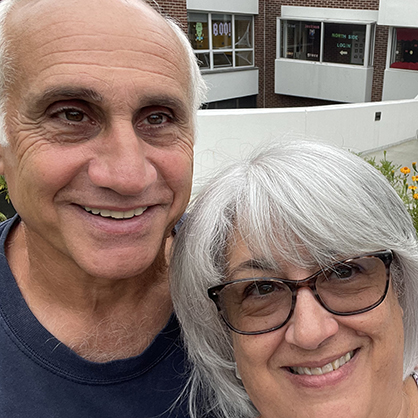 Elizabeth ’80 and Joseph Lagrotteria ’77, ’80 MBA on campus.