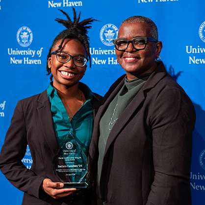 Sadara Funches ’24 and Dr. Barbara Lawrence.