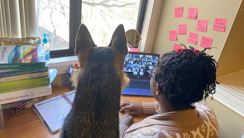 Krystal Quaynor ’20 and her dog 