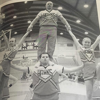 Steve Macchiarolo cheerleading