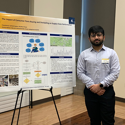 Sarthak Saxena ’25 M.S. presented research as part of the showcase.