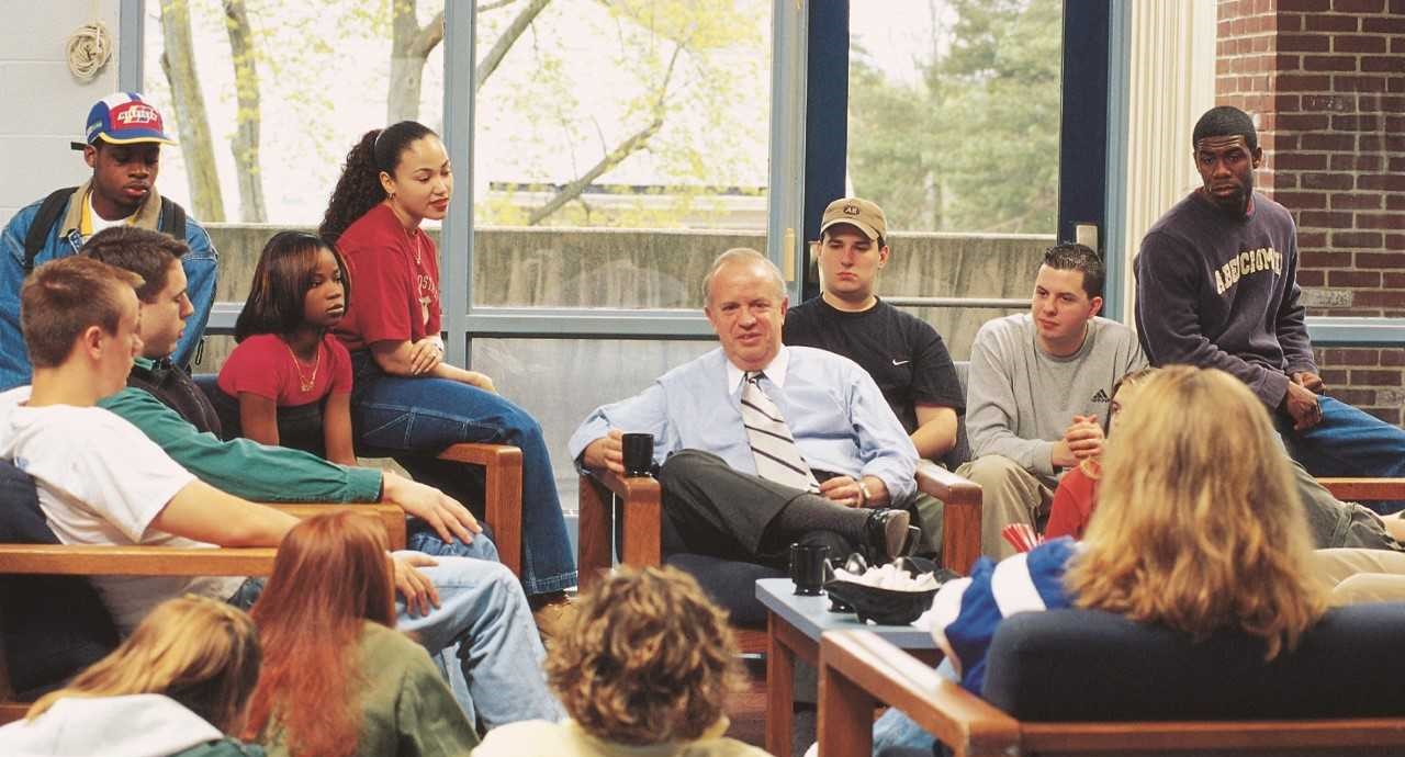 Photo of Larry DeNardis with students