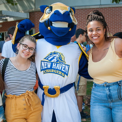 image of students with Charlie the Charger